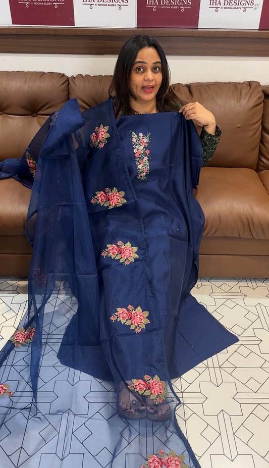 MUL CHANDERI UNSTITCHED SALWAR SUITS - IHA 27274