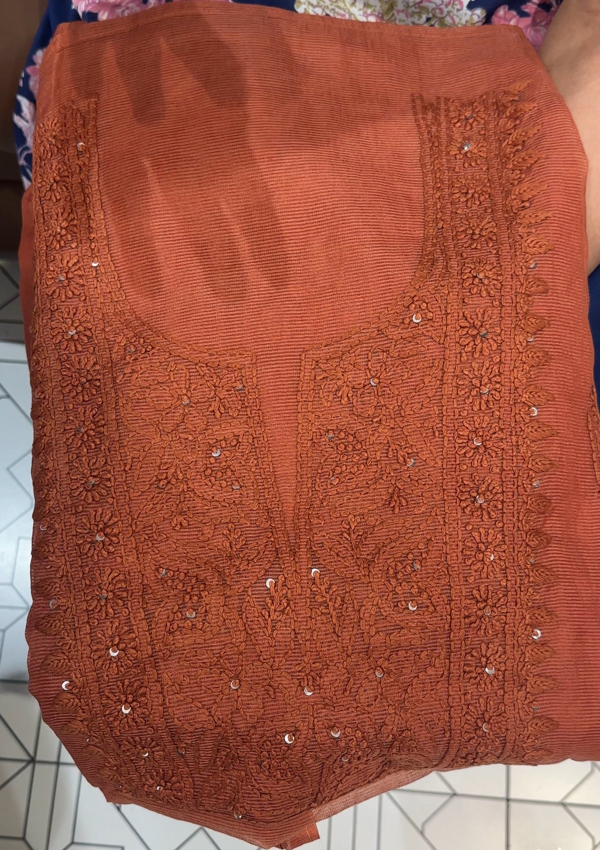 NET KOTA CHIKANKARI UNSTITCHED SALWAR SUITS - IHA 26550