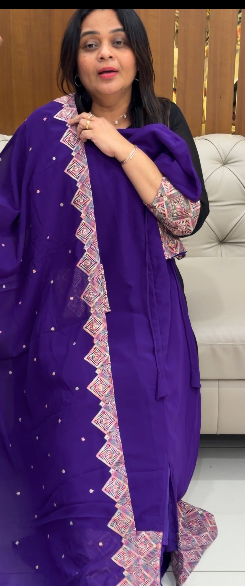 FAUX GEORGETTE TOP,BOTTOM AND DUPATTA - IHA 29161