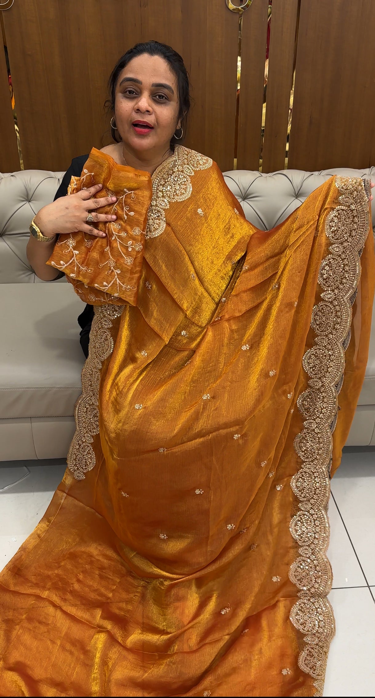 FORWARD VELVET ORGANZA SAREES - IHA 26750