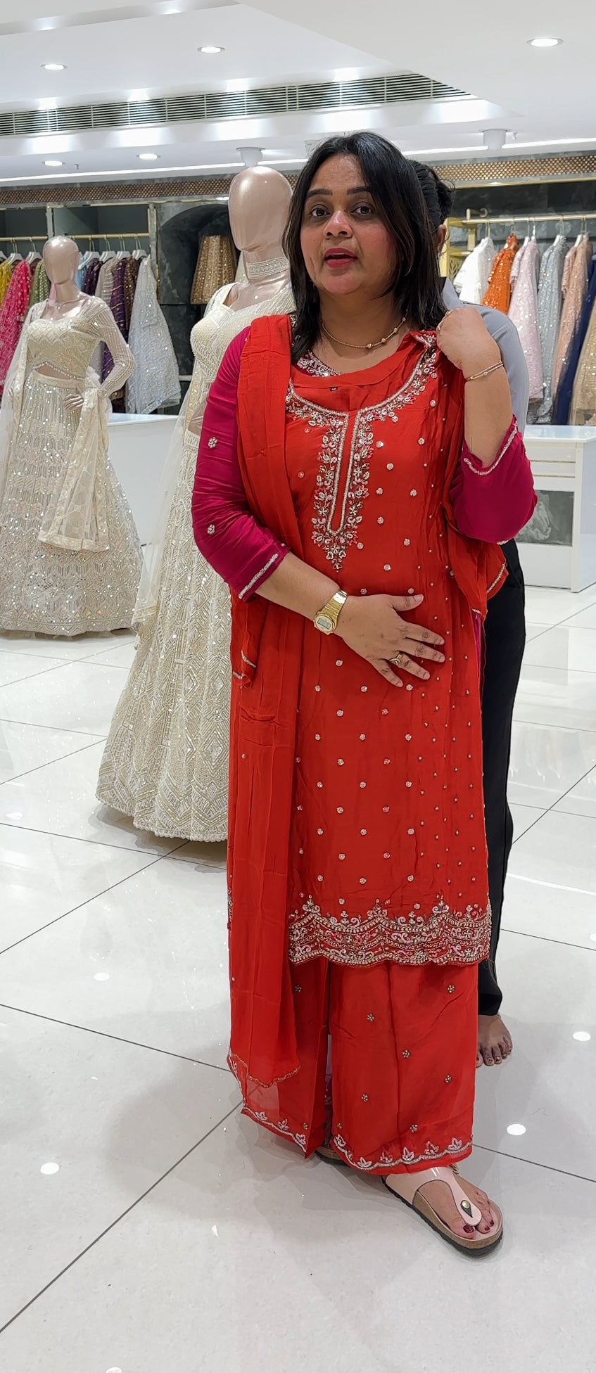 PARTY WEAR TOP,BOTTOM AND DUPATTA - IHA 27008