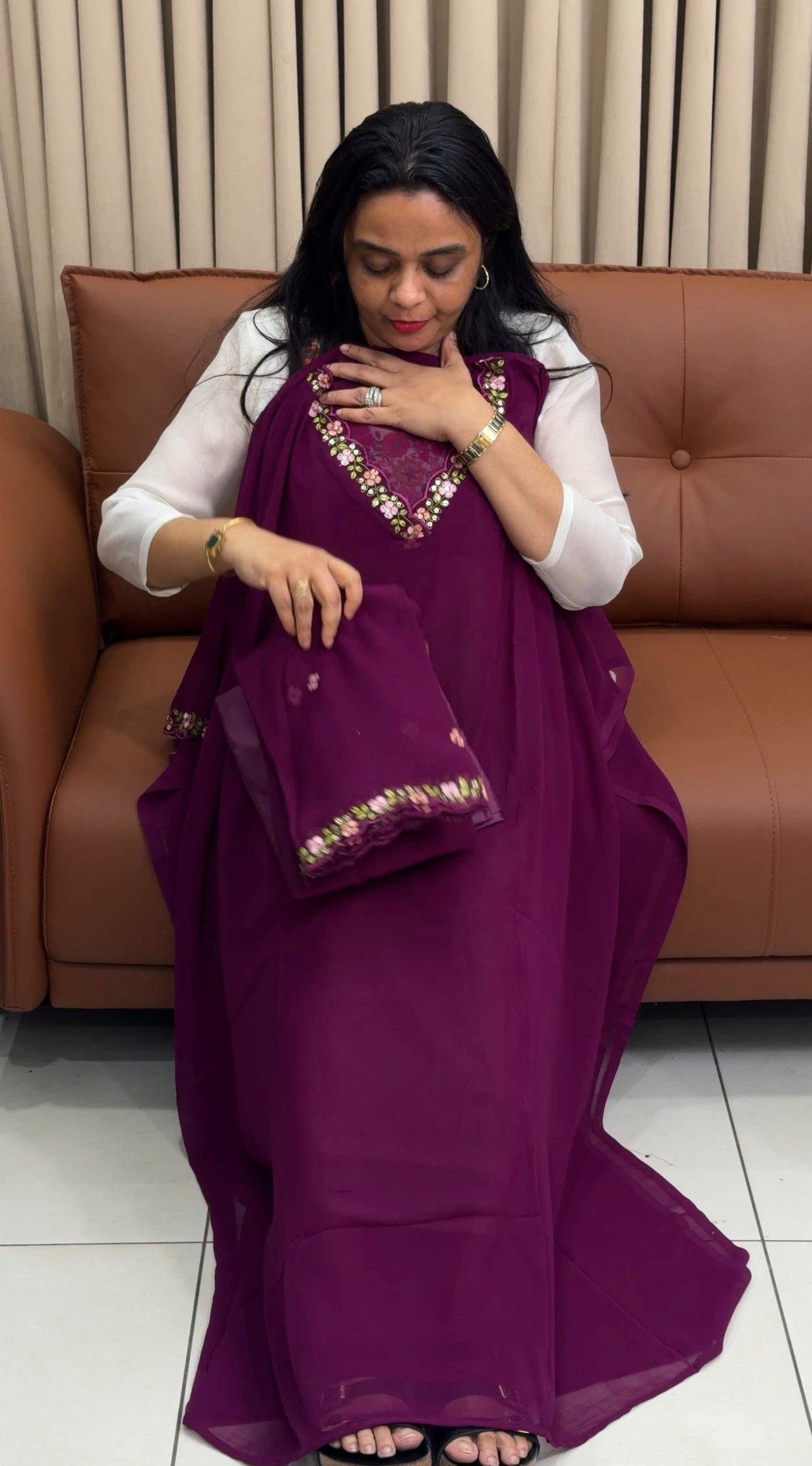 FAUX GEORGETTE UNSTITCHED SALWAR SUITS - IHA 34884
