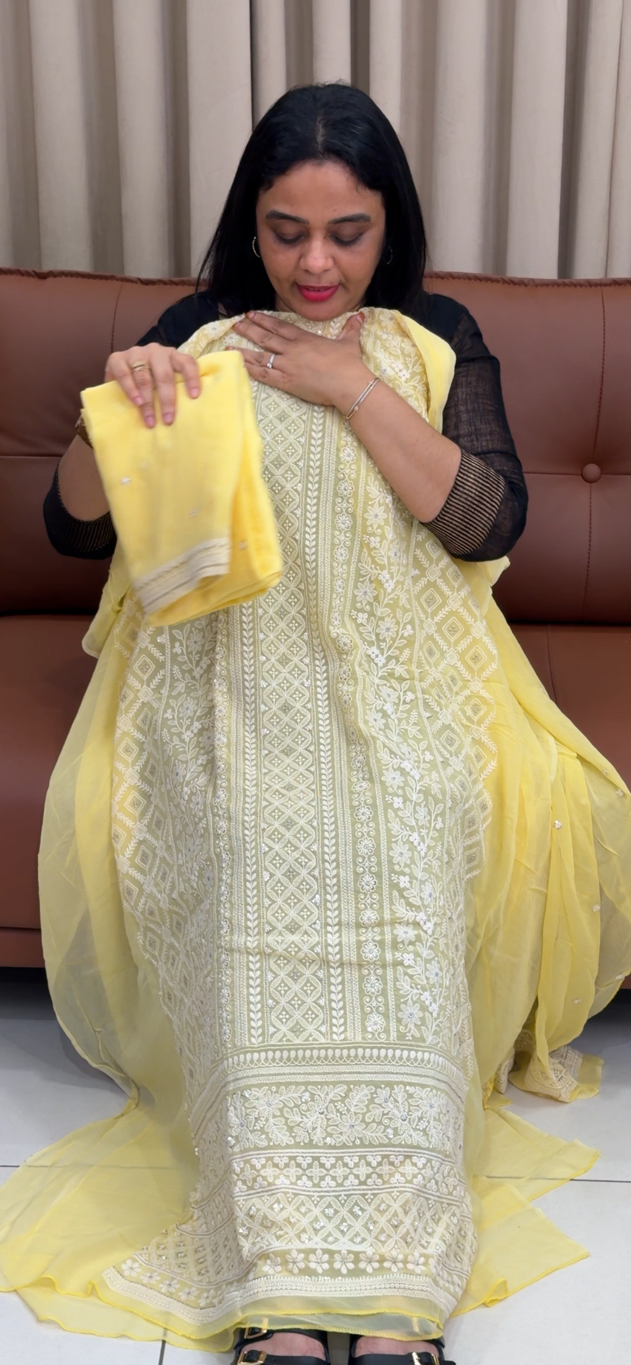 VISCOSE GEORGETTE UNSTITCHED SALWRA SUITS - IHA 33956