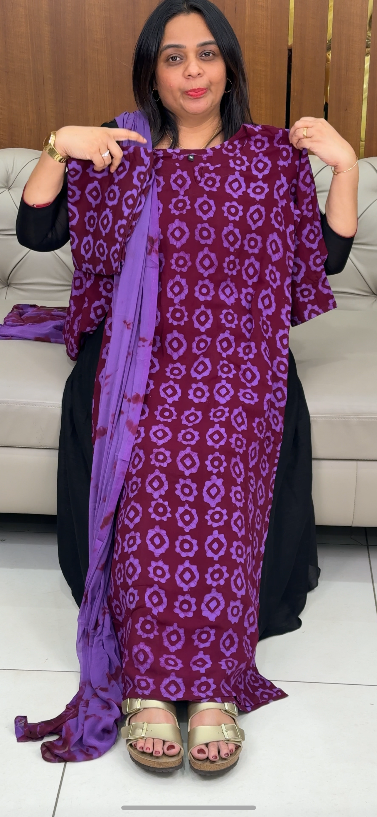 BATIK PRINTED TOP, BOTTOM AND DUPATTA - IHA 29750