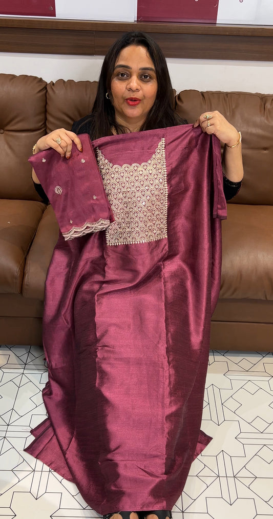 SEMI RAW SILK UNSTITCHED SALWAR SUITS - IHA 22435