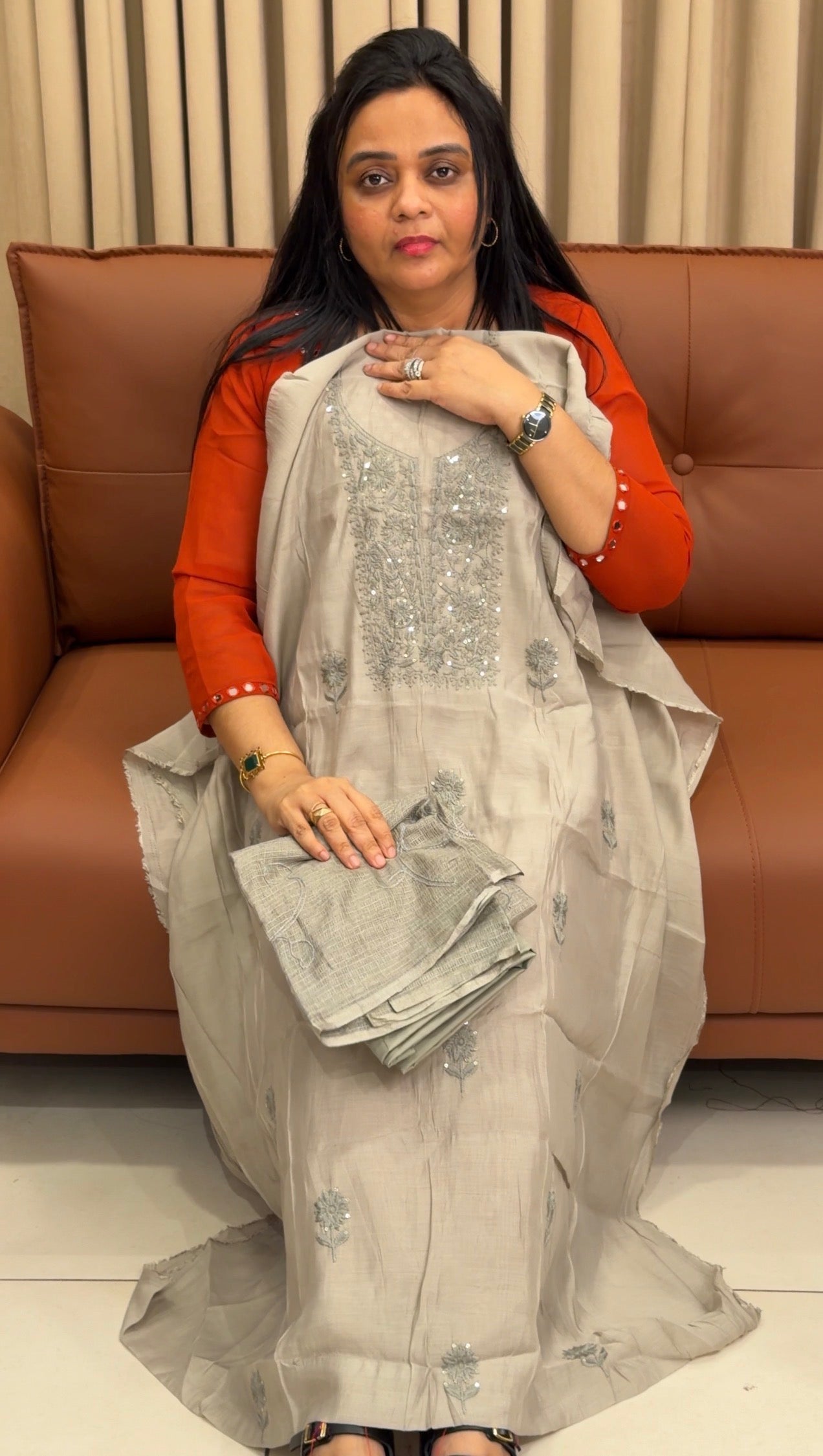 MUL CHANDERI UNSTITCHED SALWAR SUITS - IHA 34947