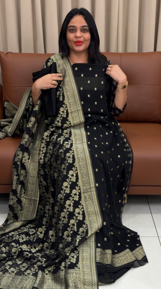 GEORGETTE BANARASI UNSTITCHED SALWAR SUITS - IHA 33398