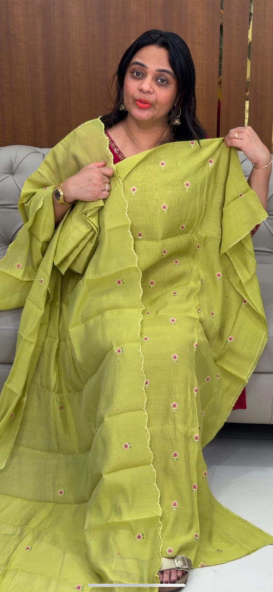 MUL CHANDERI UNSTITCHED SALWAR SUITS - IHA 29837