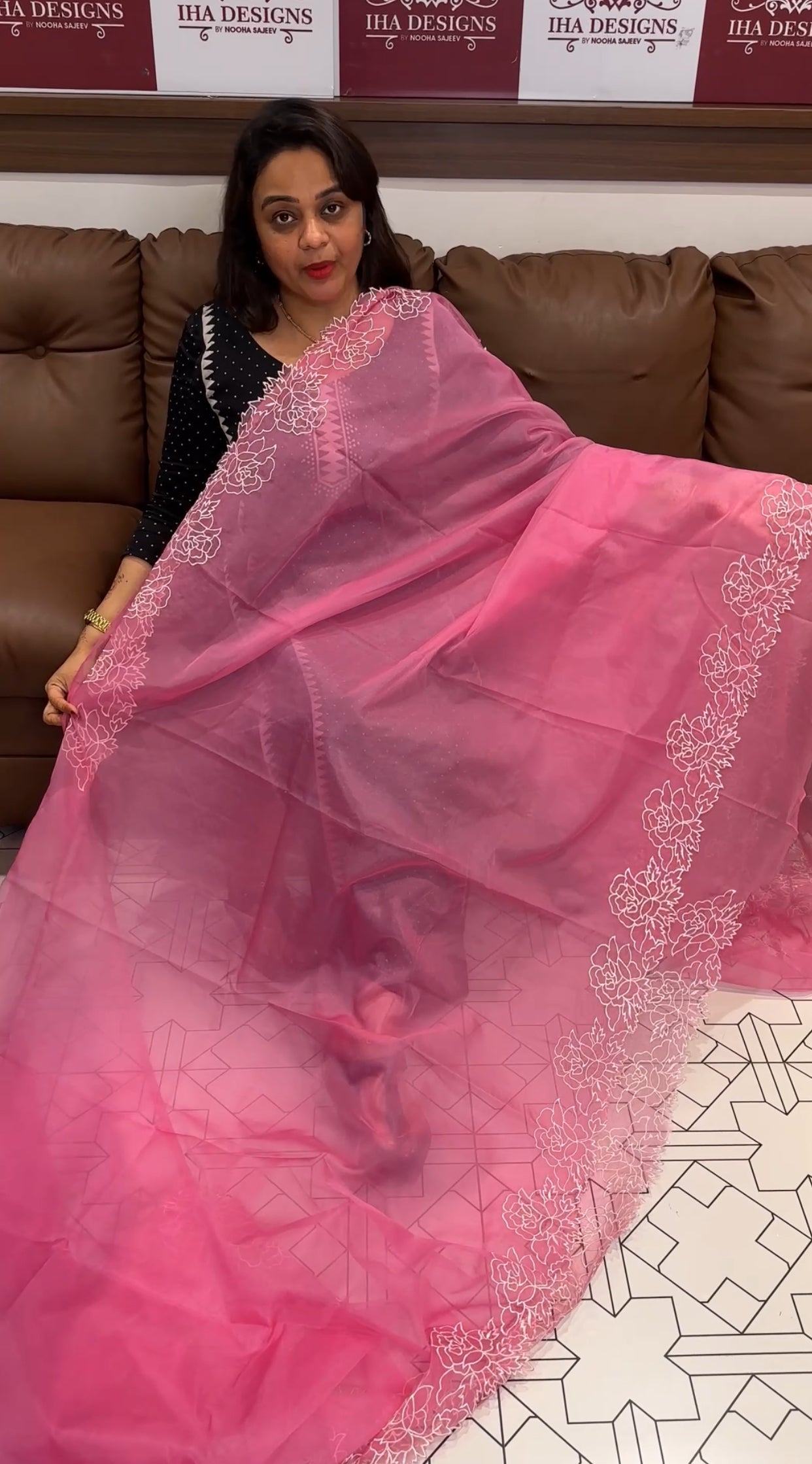 NYLON ORGANZA SAREES - IHA 23806