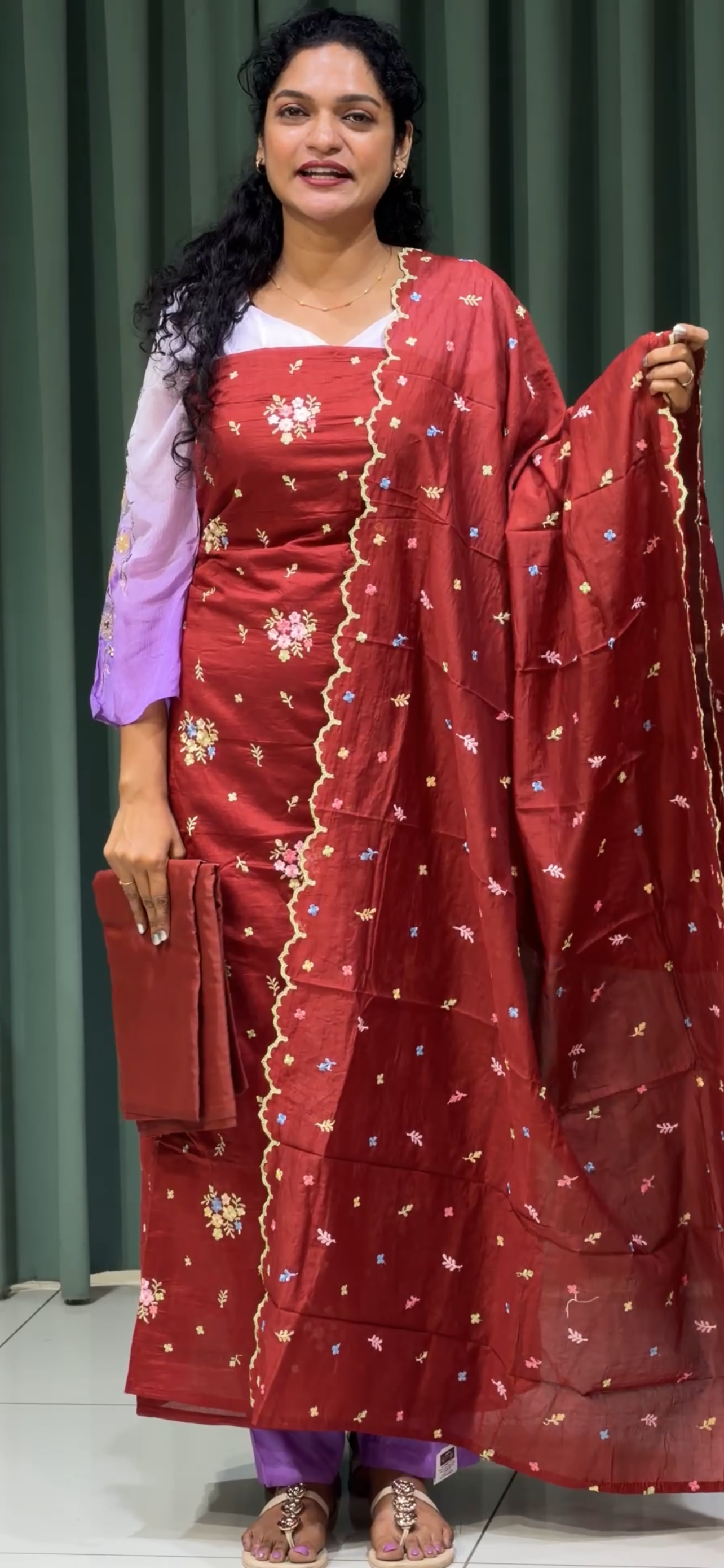 MUL CHANDERI UNSTITCHED SALWAR SUITS - IHA 33411