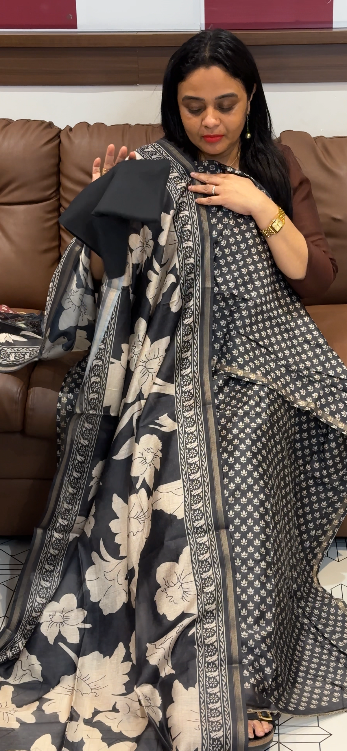 MAHESWARI SILK PRINTED UNSTITCHED SALWAR SUITS - IHA 35558