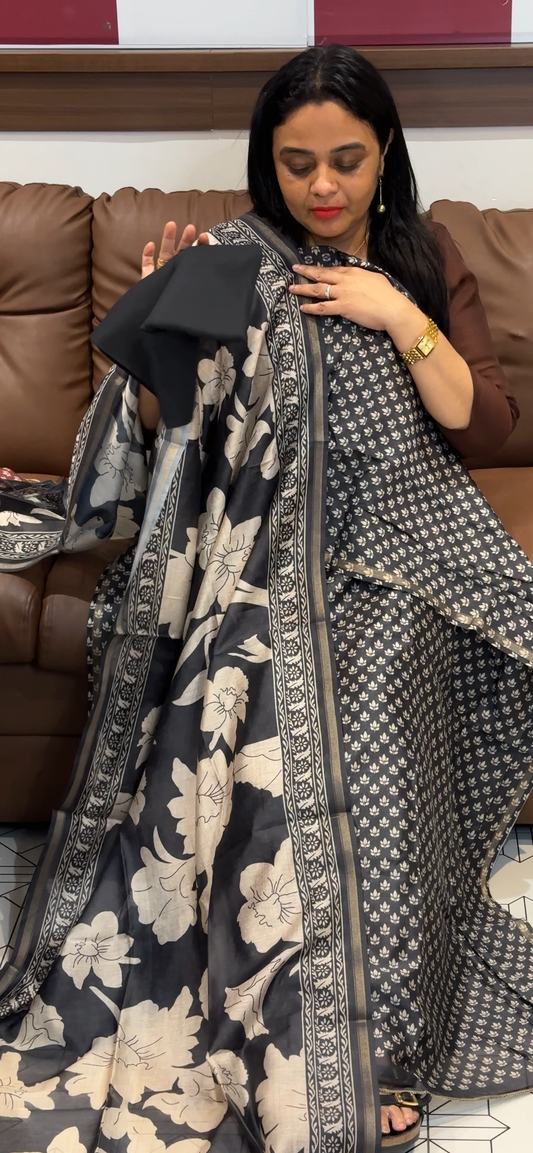 MAHESWARI SILK PRINTED UNSTITCHED SALWAR SUITS - IHA 35558