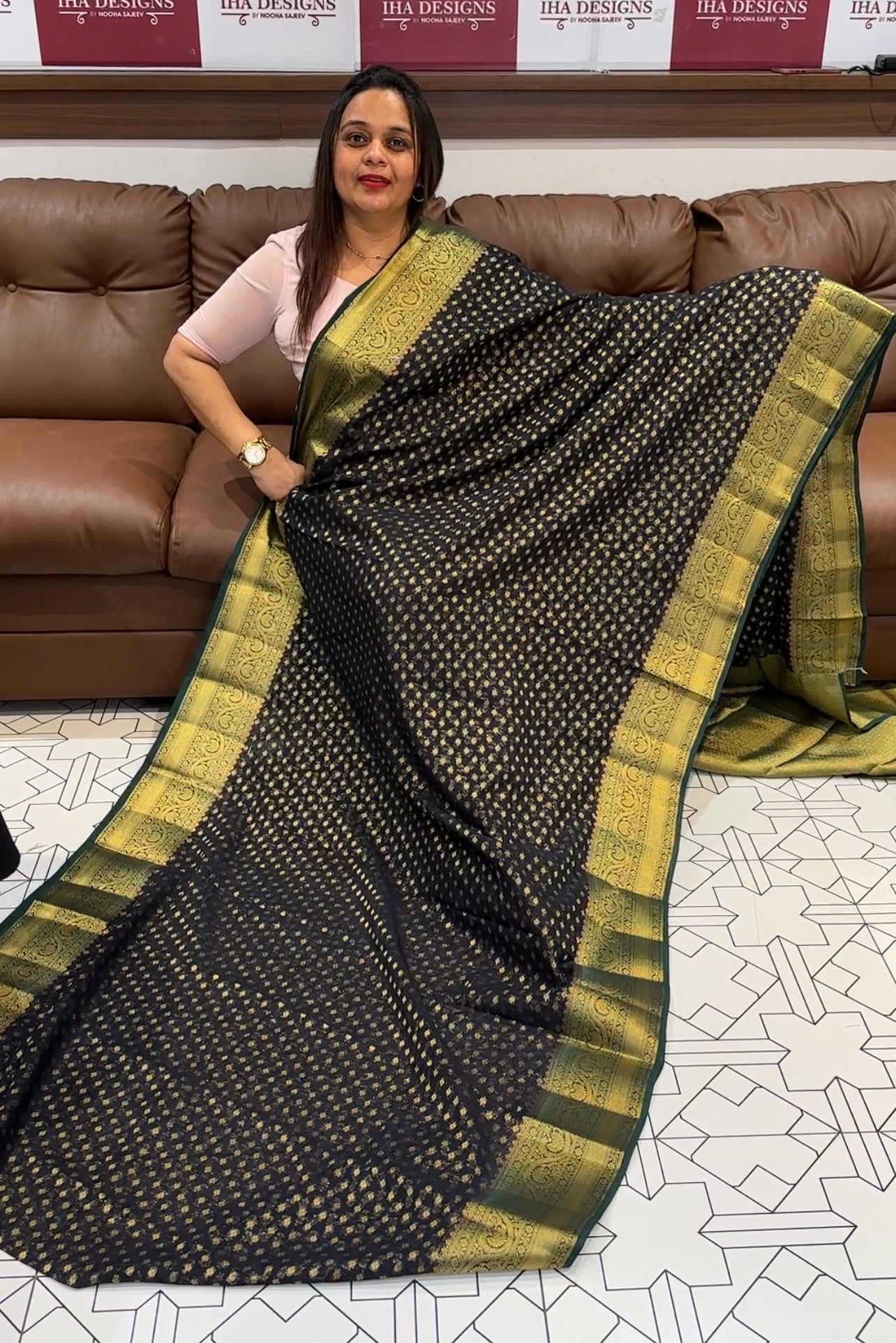 GEORGETTE BANARASI  SAREE - IHA 14648