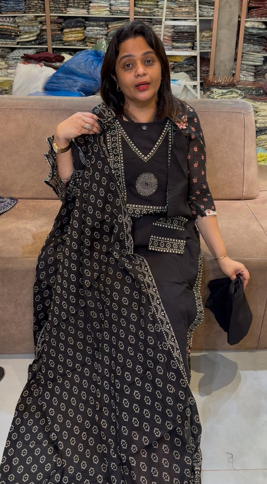 COTTON TOP, BOTTOM AND DUPATTA - IHA 25259