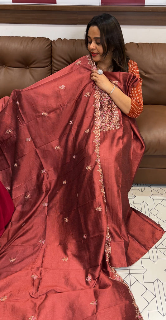SEMI RAW SILK UNSTITCHED SALWAR SUITS - IHA 22787