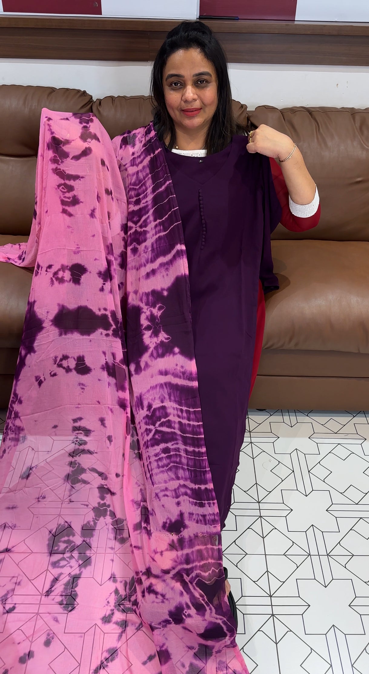 FAUX GEORGETTE TOP AND DUPATTA - IHA 27851