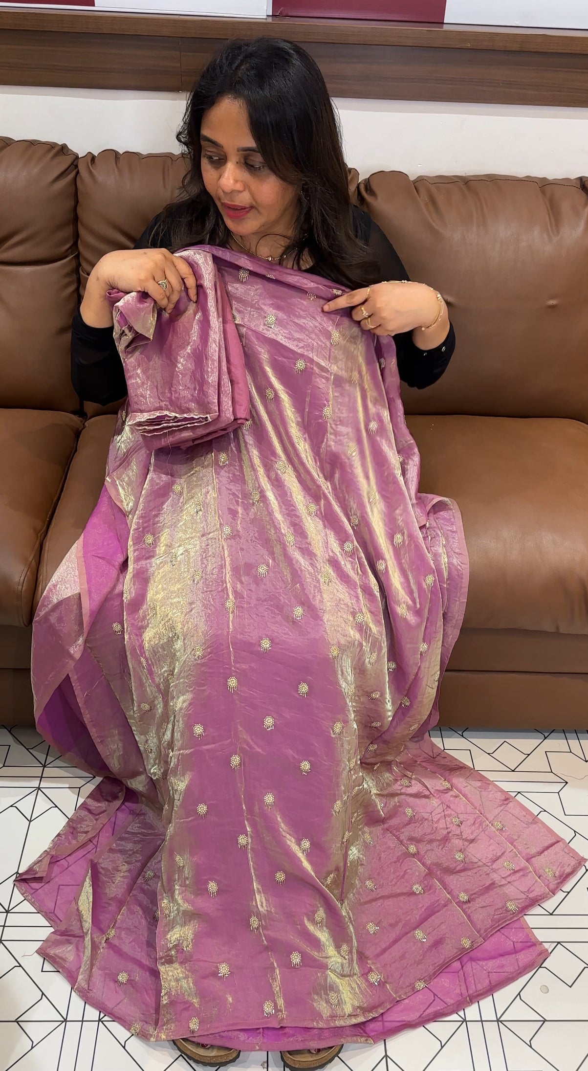 VELVET ORGANZA UNSTITCHED SALWAR SUITS - IHA 26190