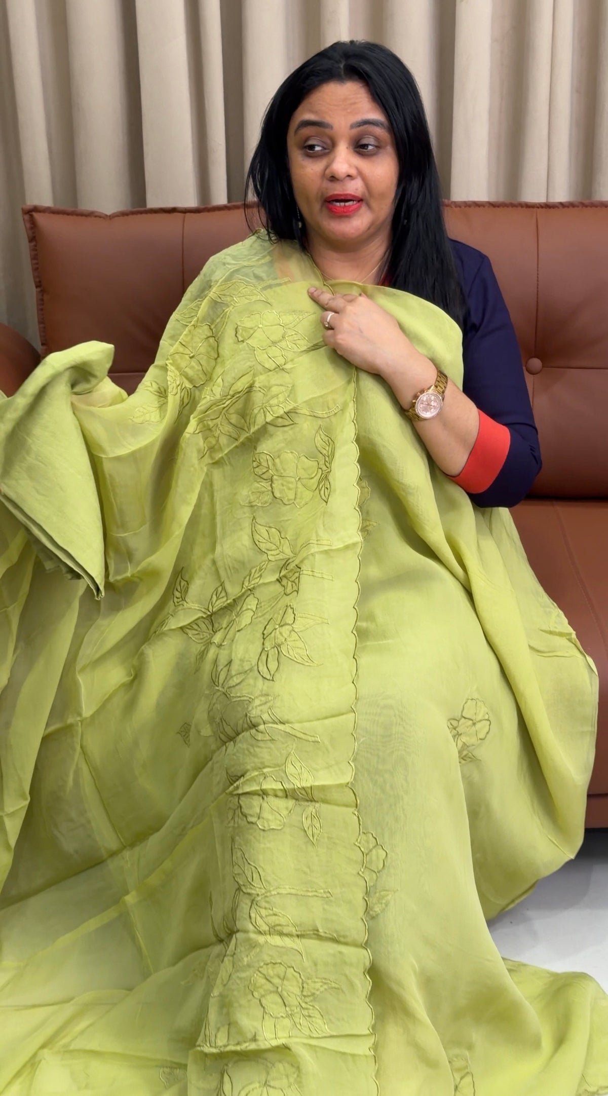 VISCOSE ORGANZA UNSTITCHED SALWAR SUITS - IHA 35405