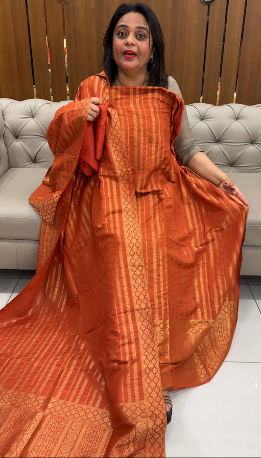 SEMI BANARASI UNSTITCHED SALWAR SUITA - IHA 25798