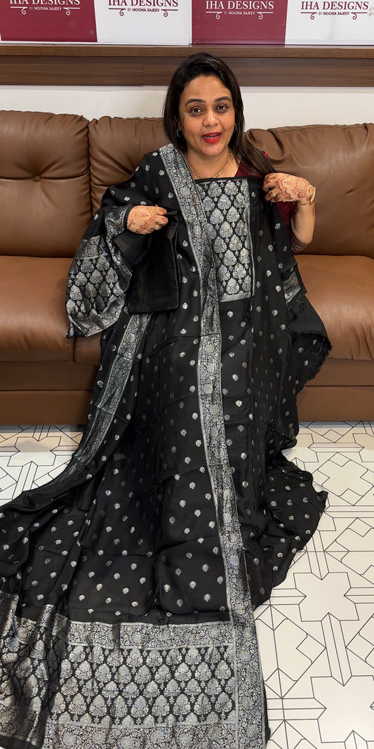 SILK BANARSI UNSTITCHED SALWAR SUITS - IHA 23708