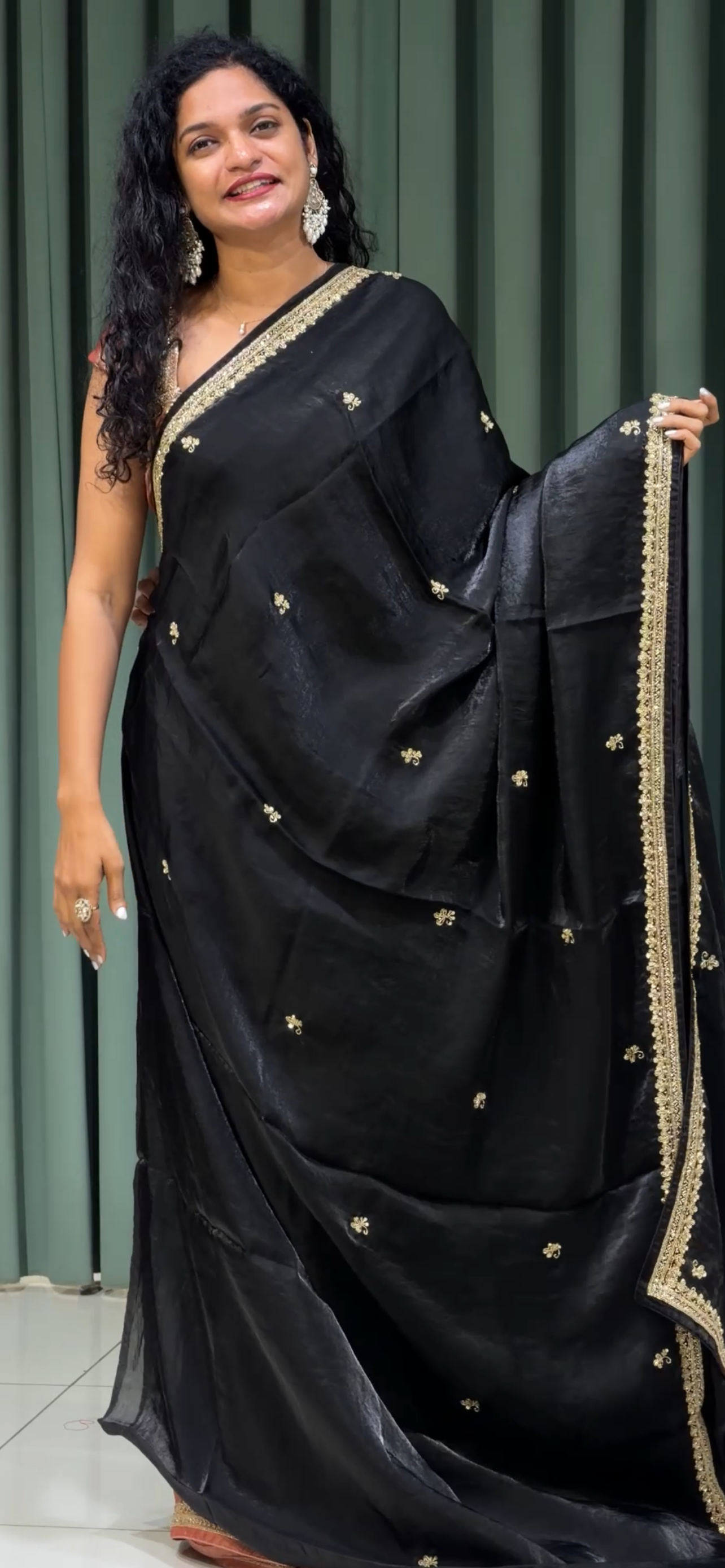 VELVET ORGANZA SAREES - IHA 33520