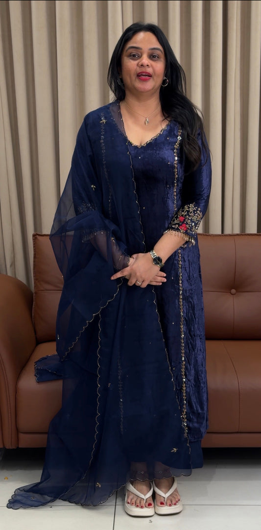 HANDWORKED UNSTITCHED SALWAR SUITS - IHA 34233