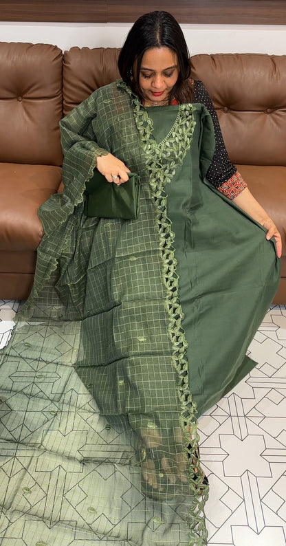 CHANDERI UNSTITCHED SALWAR SUITS - IHA 18882