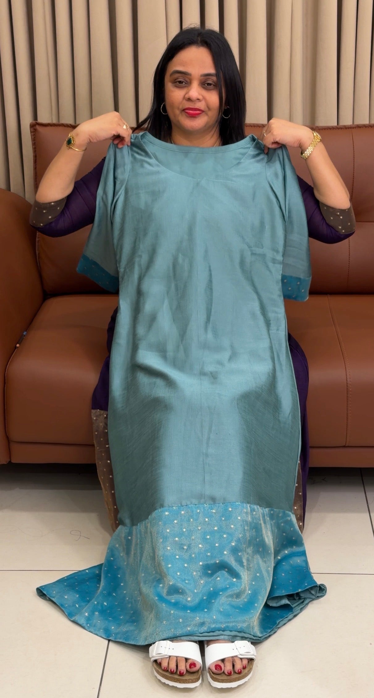 IHA'S IN-HOUSE SEMI RAW SILK ALINE TOPS - IHA 34402