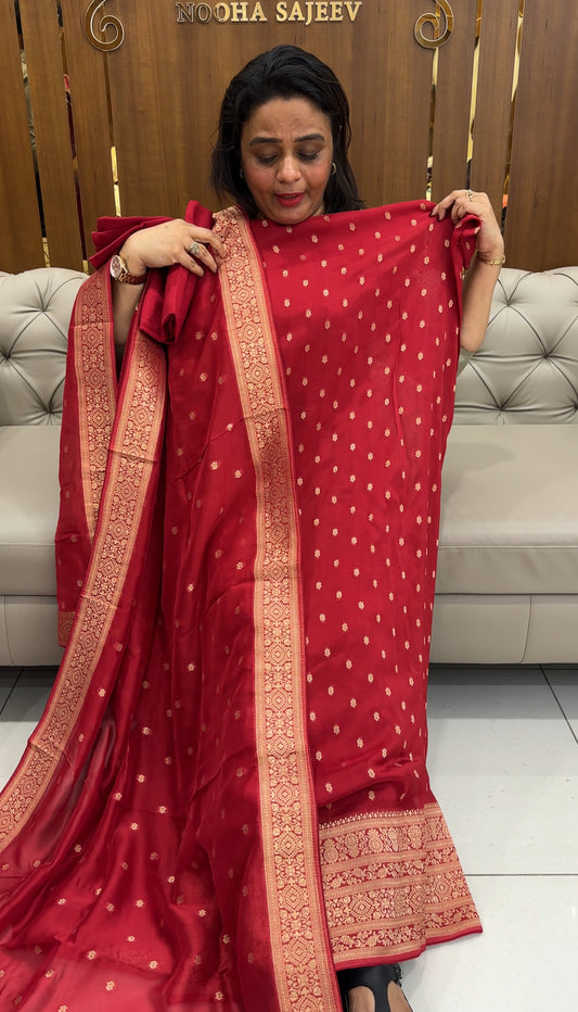 SILK BANARASI  UNSTITCHED SALWAR SUITS - IHA 25766