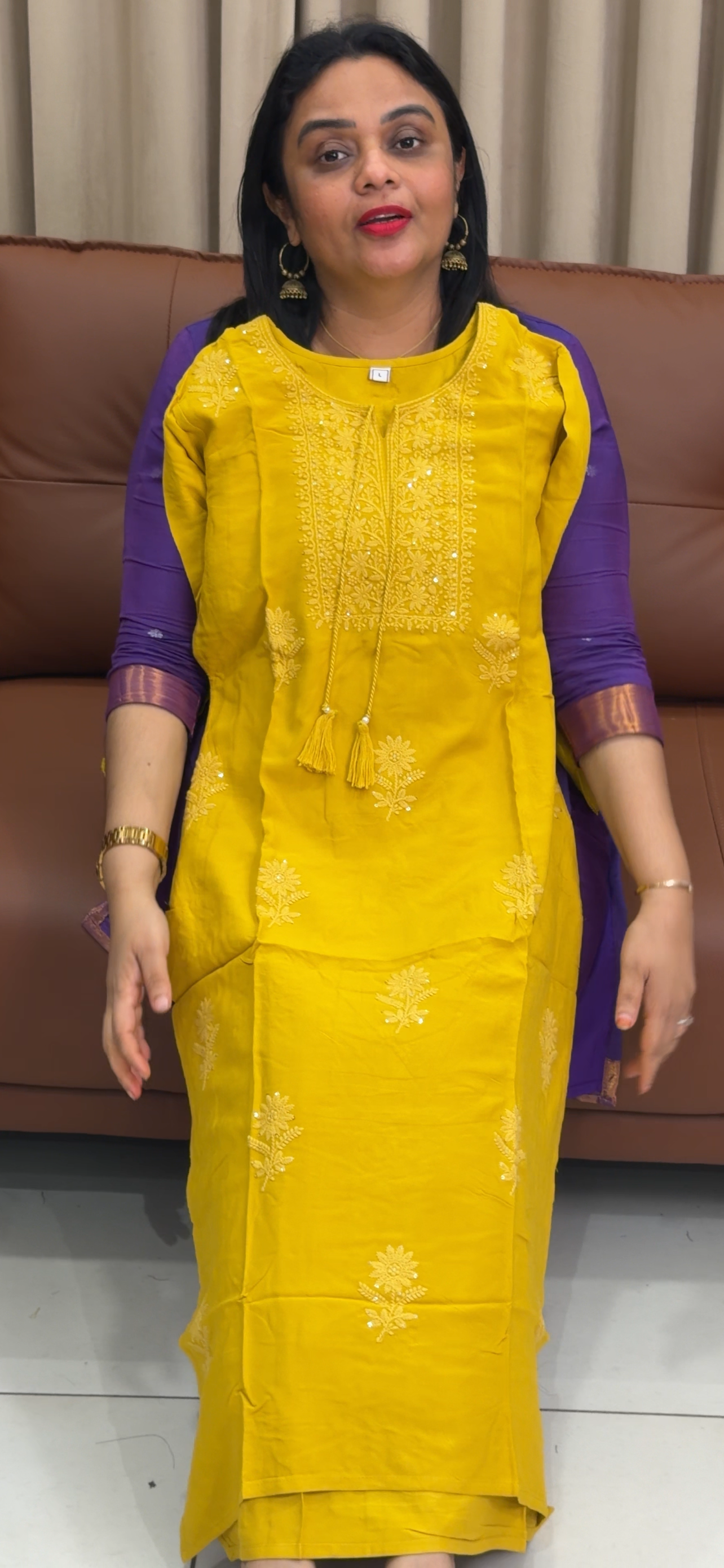 VISCOSE RAYON CHIKANKARI TOPS - IHA 33987