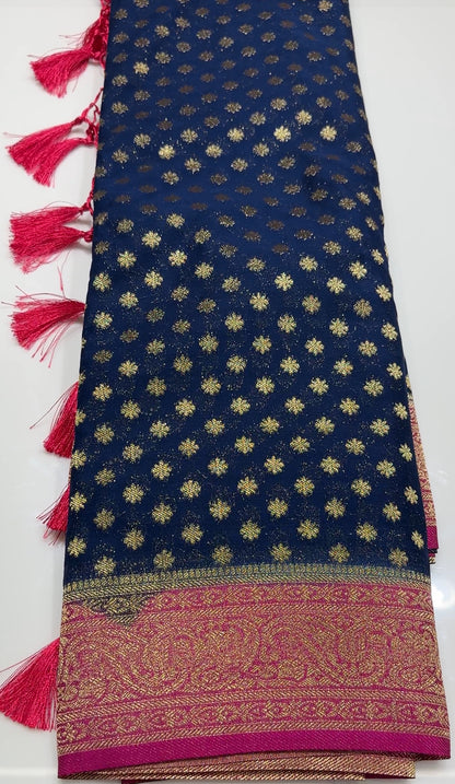 SEMI BANARASI SAREE - IHA 18208