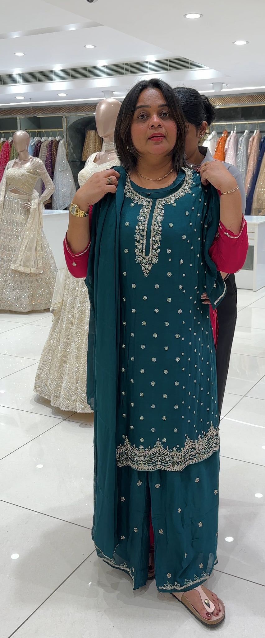 PARTY WEAR TOP,BOTTOM AND DUPATTA - IHA 27008