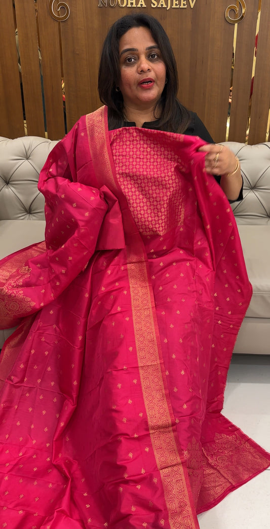 SEMI BANARASI UNSTITCHED SALWAR SUITS - IHA 25893