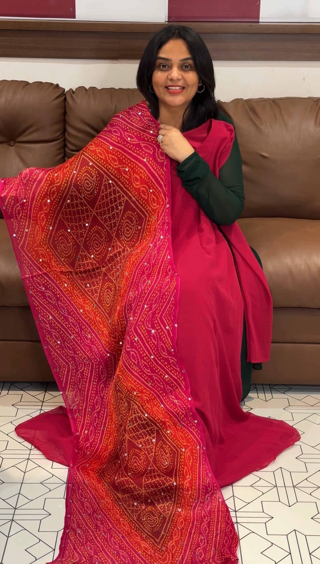 IHA'S IN-HOUSE GEORGETTE ALINE TOP AND DUPATTA - IHA 32466