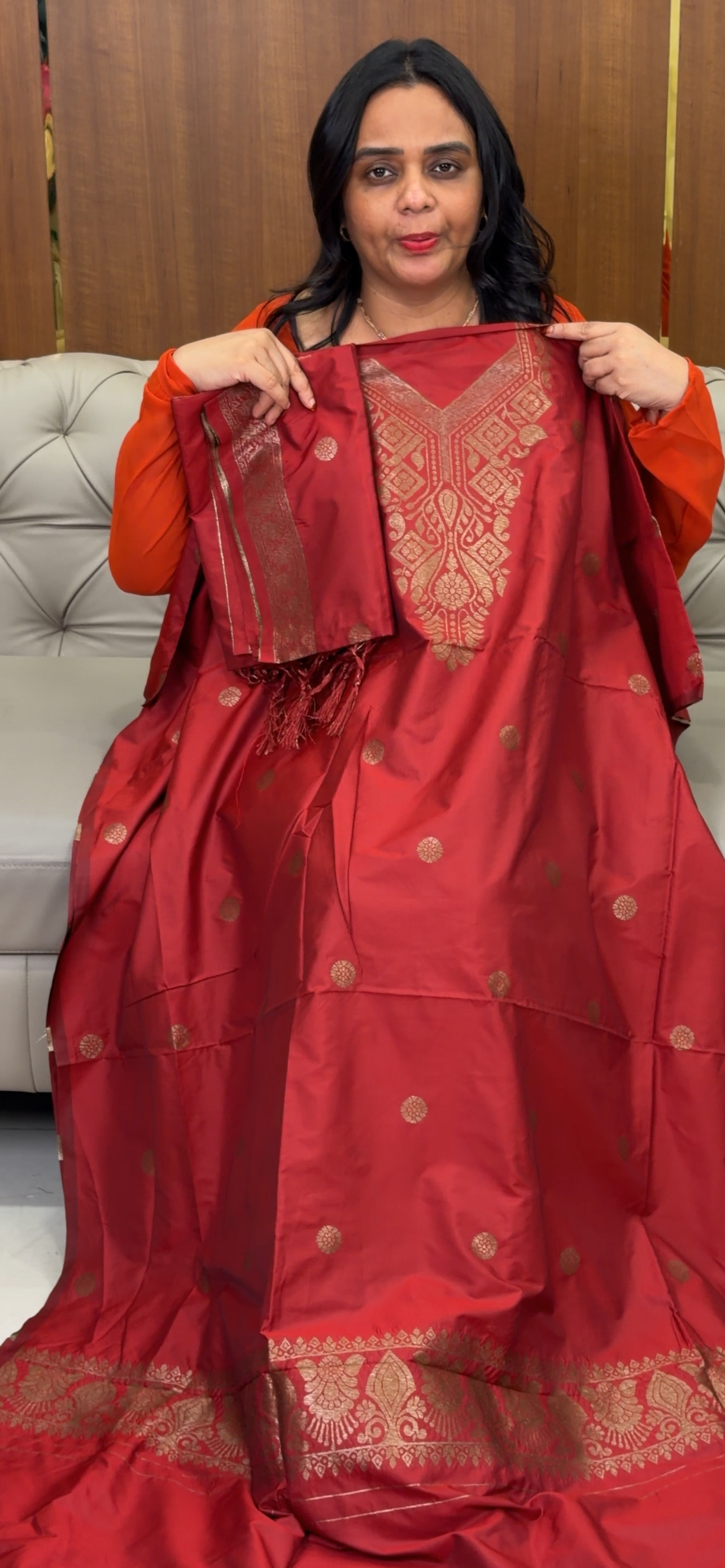 SEMI BANARASI UNSTITCHED SALWAR SUITS - IHA 32570