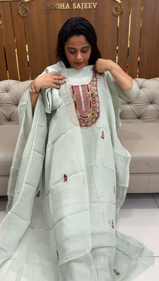 VISCOSE ORGANZA UNSTITCHED SALWAR SUITS - IHA 25759