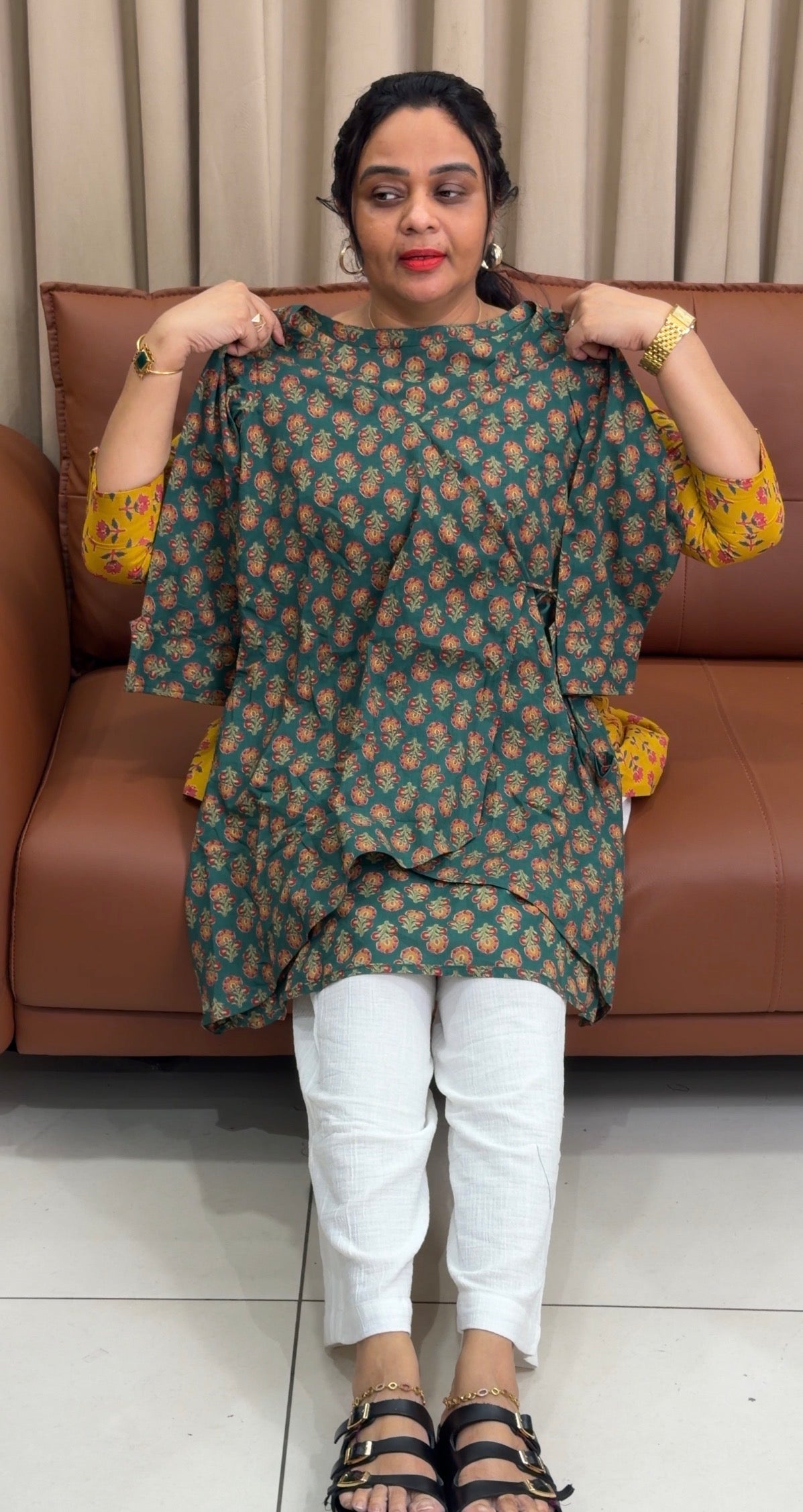 IHA'S IN-HOUSE COTTON PRINTED SHORT TOPS - IHA 35427