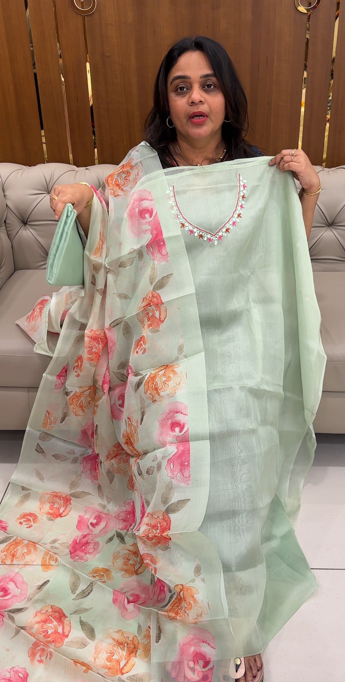 ORGANZA UNSTITCHED SALWAR SUITS - IHA 26908