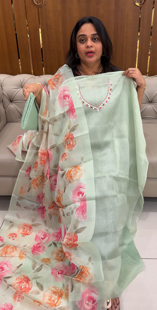 ORGANZA UNSTITCHED SALWAR SUITS - IHA 26908