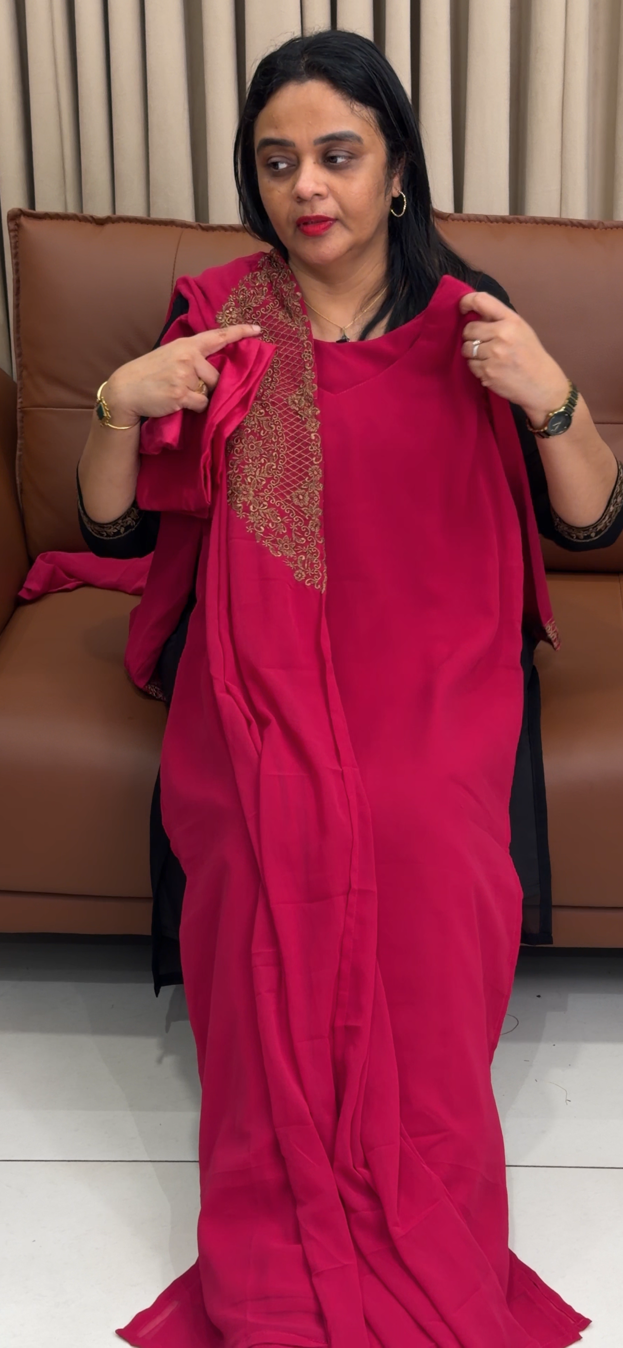 FAUX GEORGETTE TOP, BOTTOM AND DUPATTA - IHA 34379
