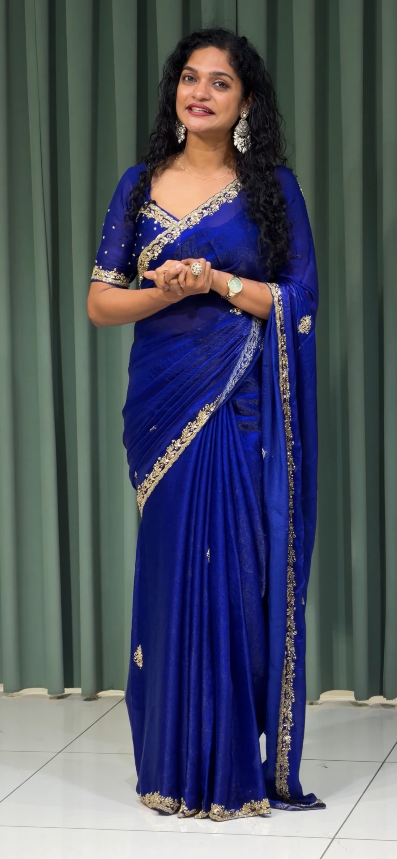 VELVET ORGANZA SAREES - IHA 33719