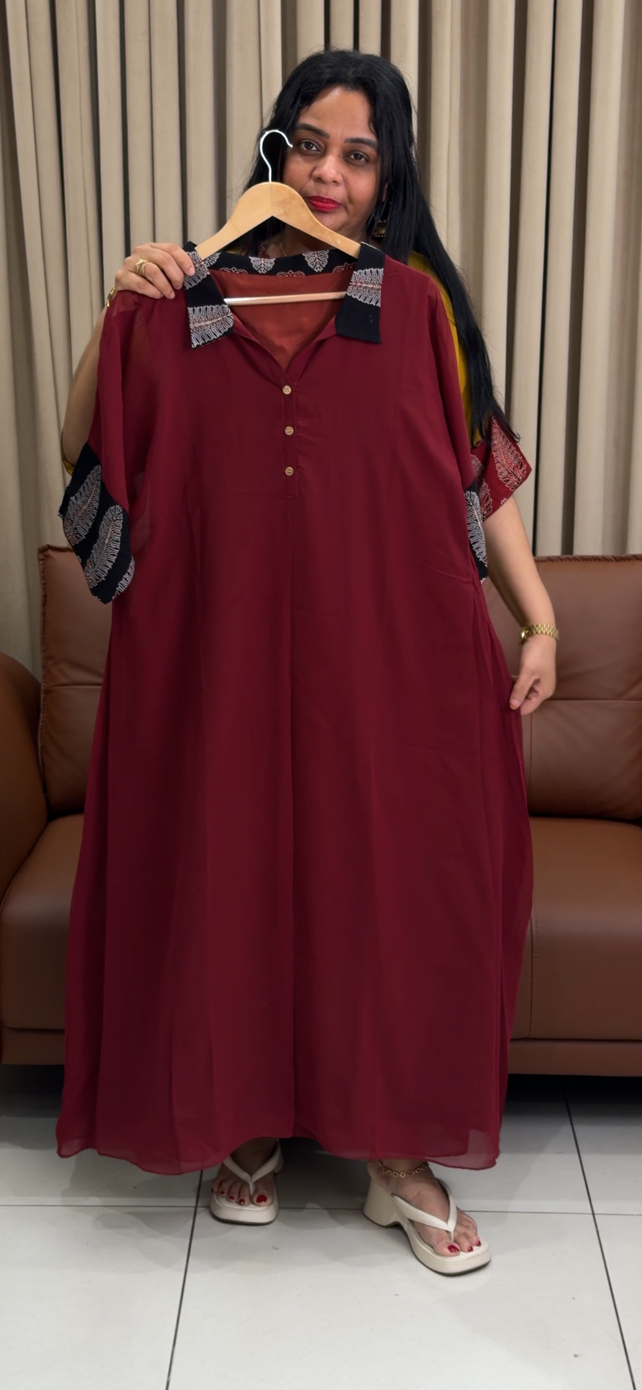 IHA'S IN-HOUSE FAUX GEORGETTE KAFTAN TOPS - IHA 34521