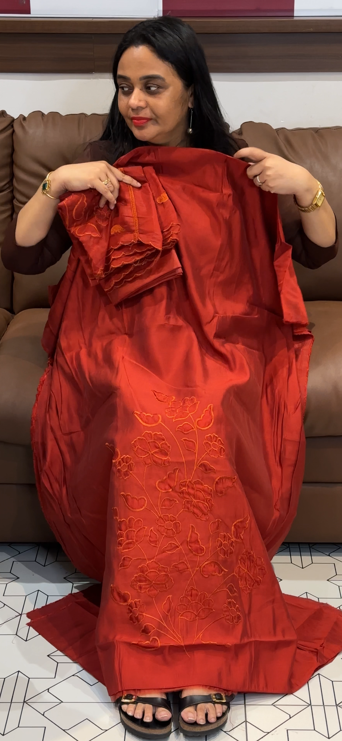 MUL CHANDERI UNSTITCHED SALWAR SUITS - IHA 35554