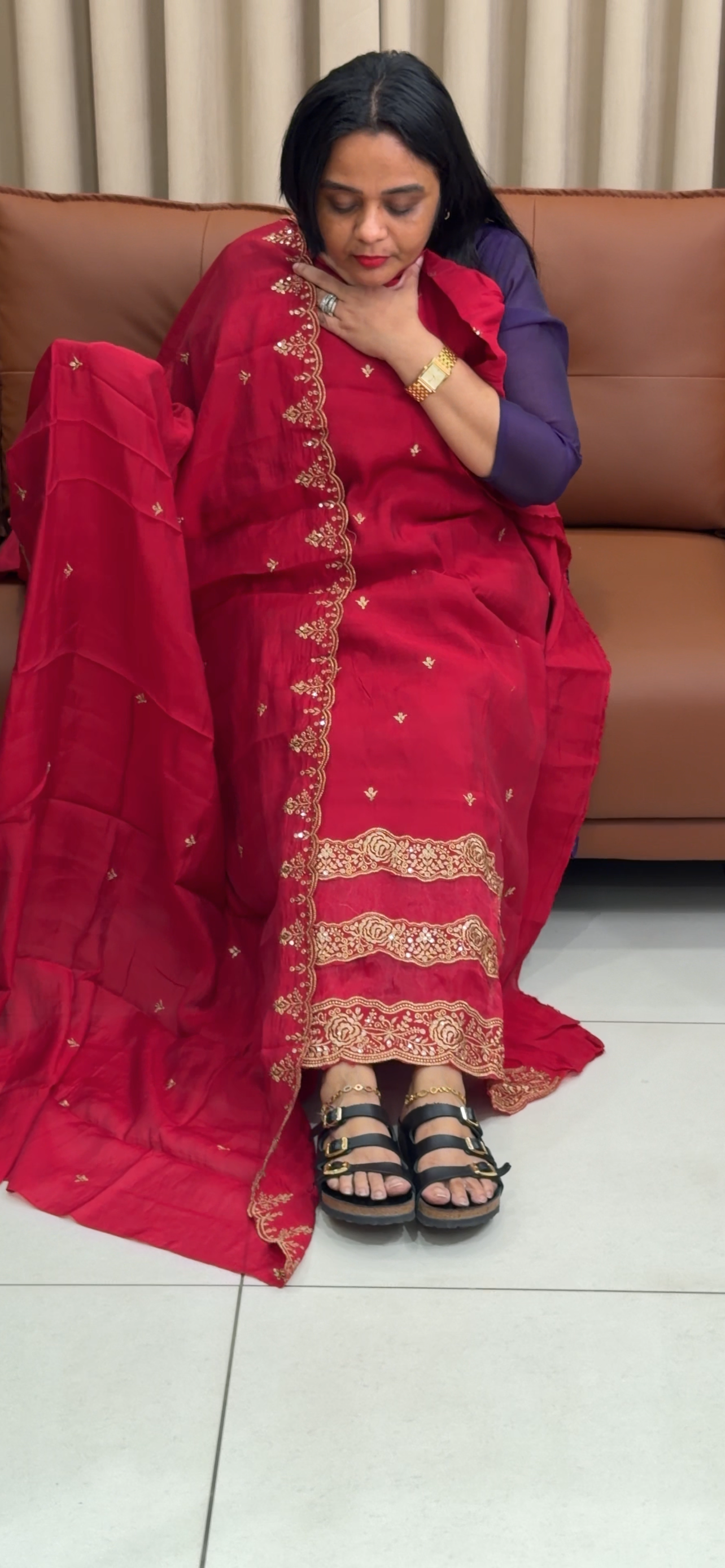 MALAI CHANDERI UNSTITCHED SALWAR SUITS - IHA 35289