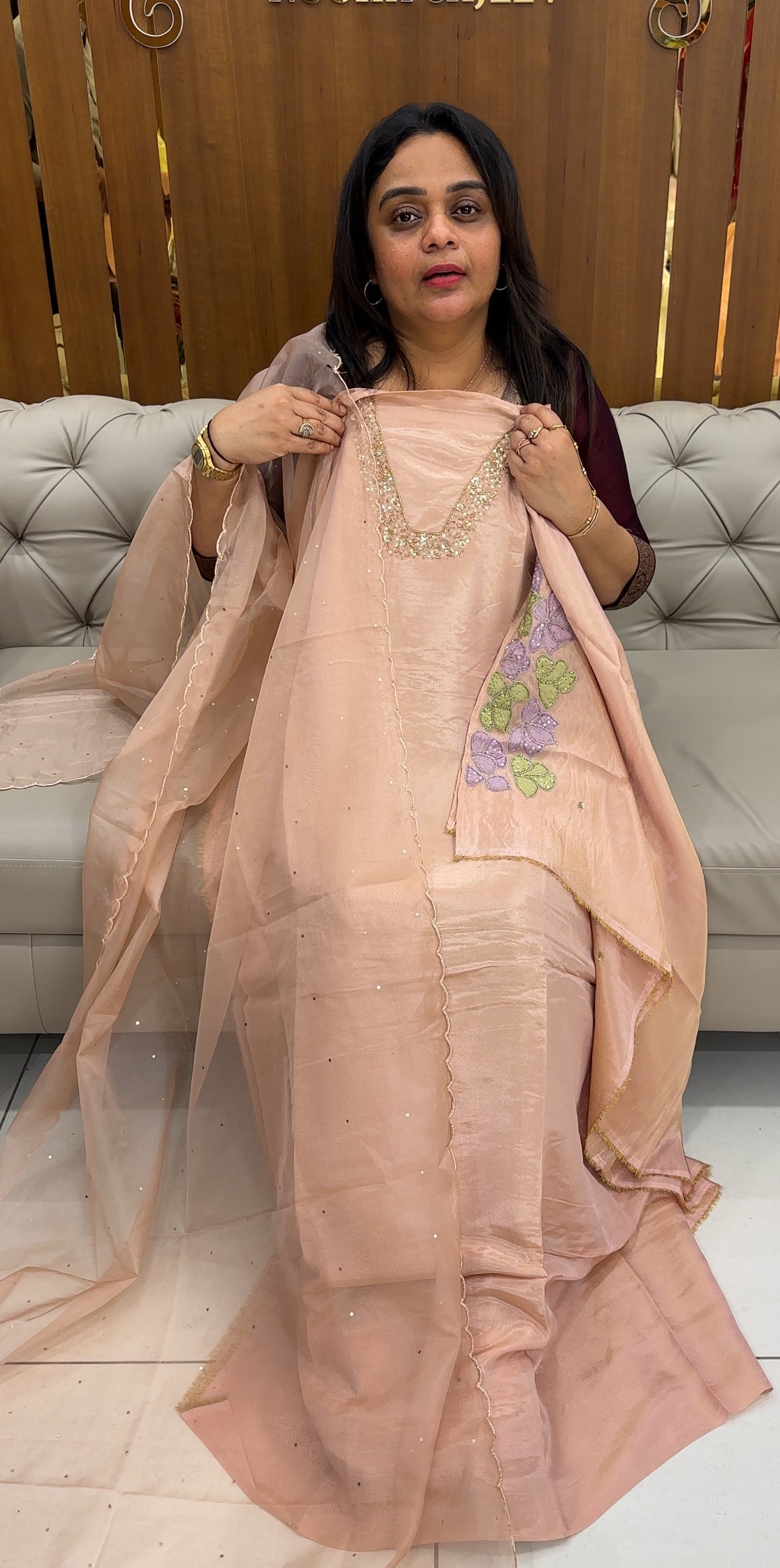 TISSUE UNSTITCHED SALWAR SUITS - IHA 26800