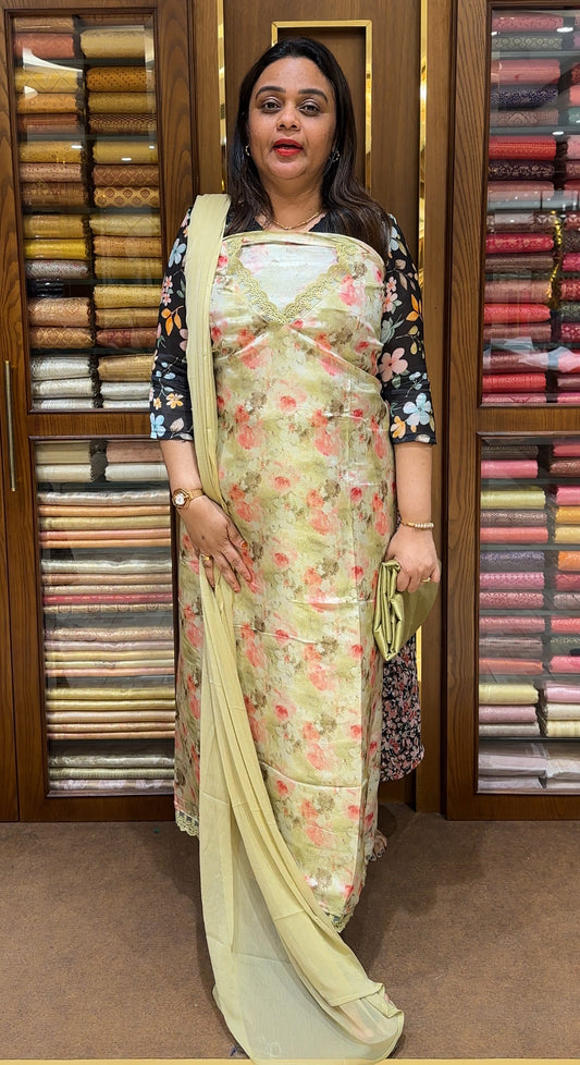 PRINTED TISSUE UNSTITCHED SALWAR SUITS - IHA 22641