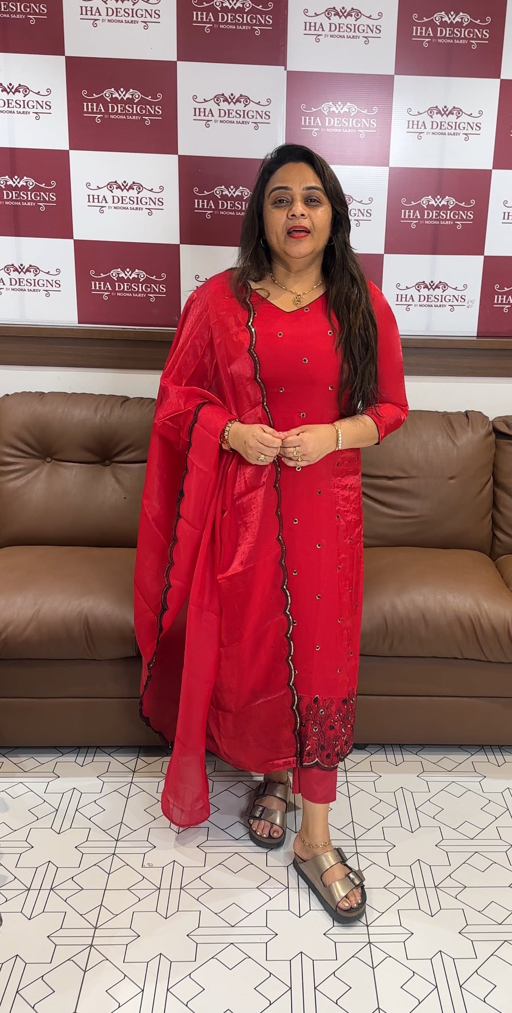 IHA'S IN-HOUSE VELVET ORGANZA TOP,BOTTOM AND DUPATTA - IHA 24180
