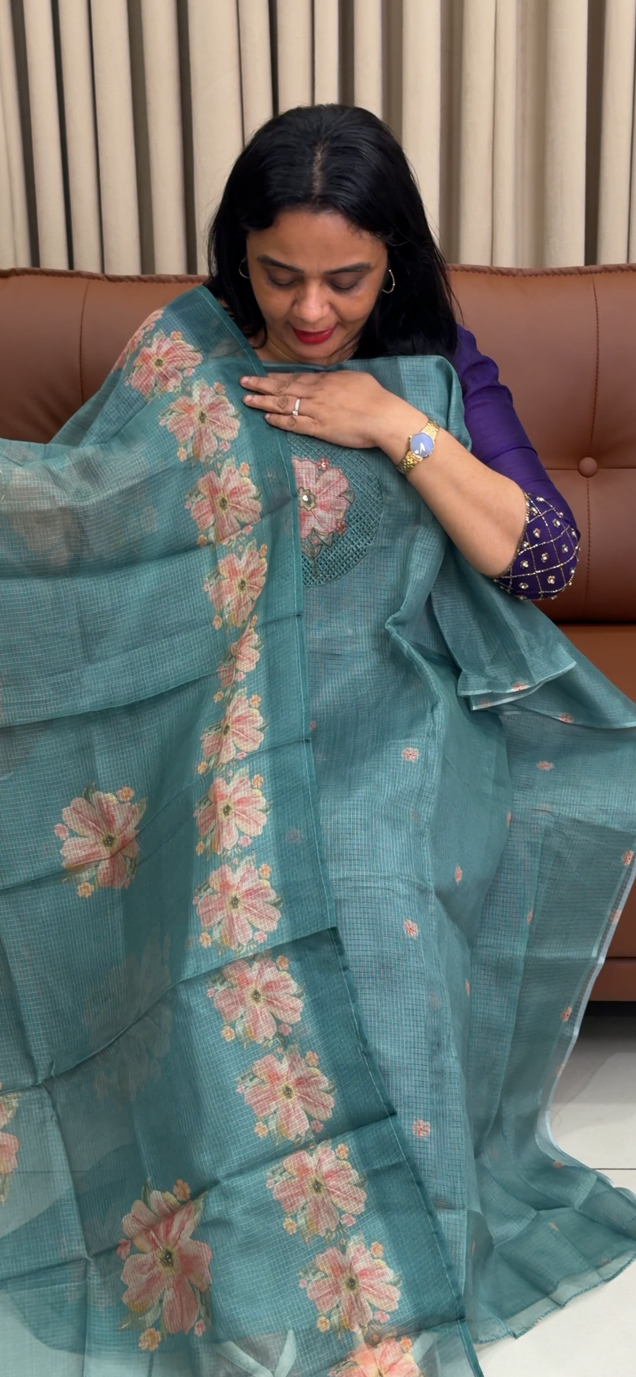 SILKY KOTA UNSTITCHED SALWAR SUITS - IHA 34460