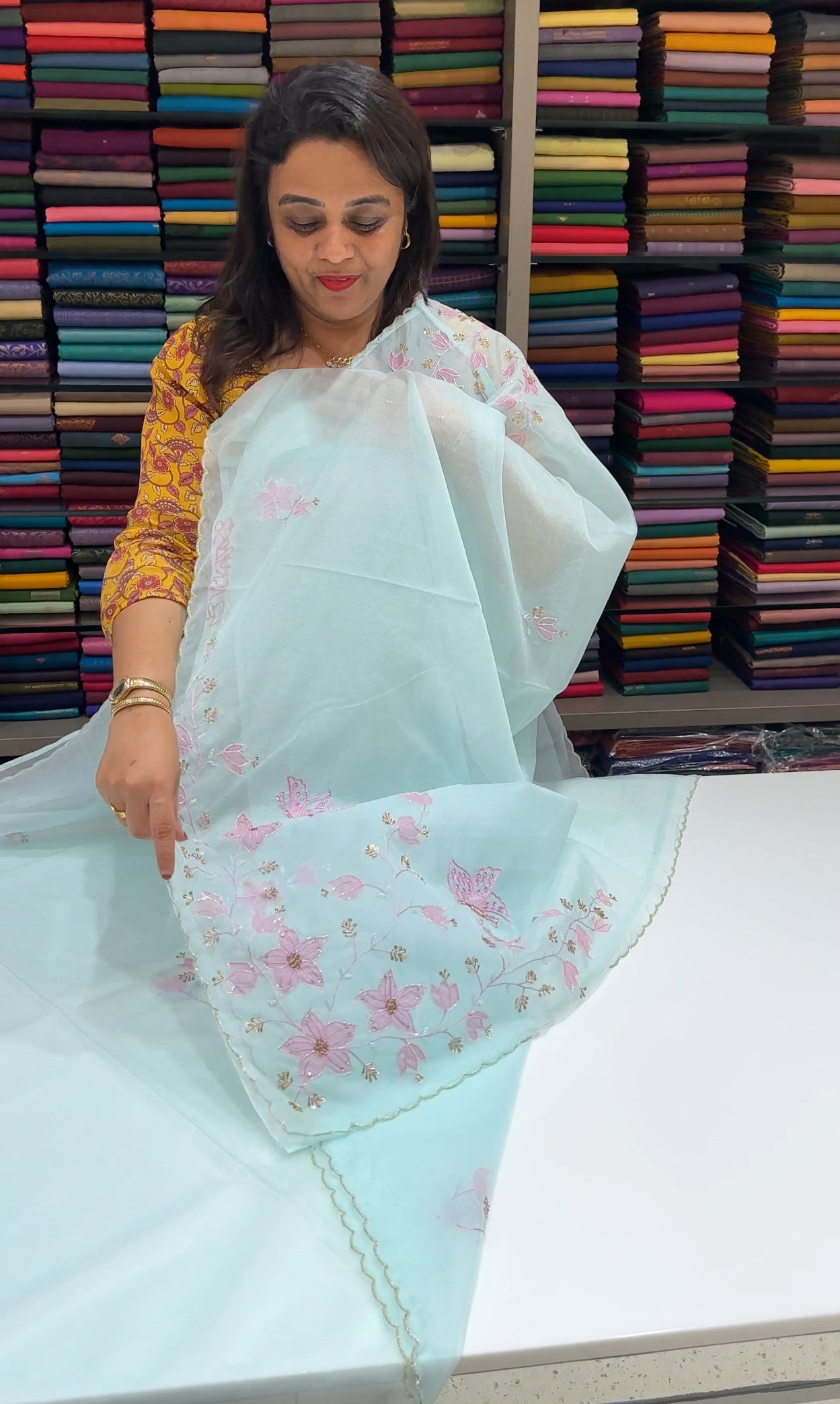NYLON ORGANZA SAREES - IHA 24858