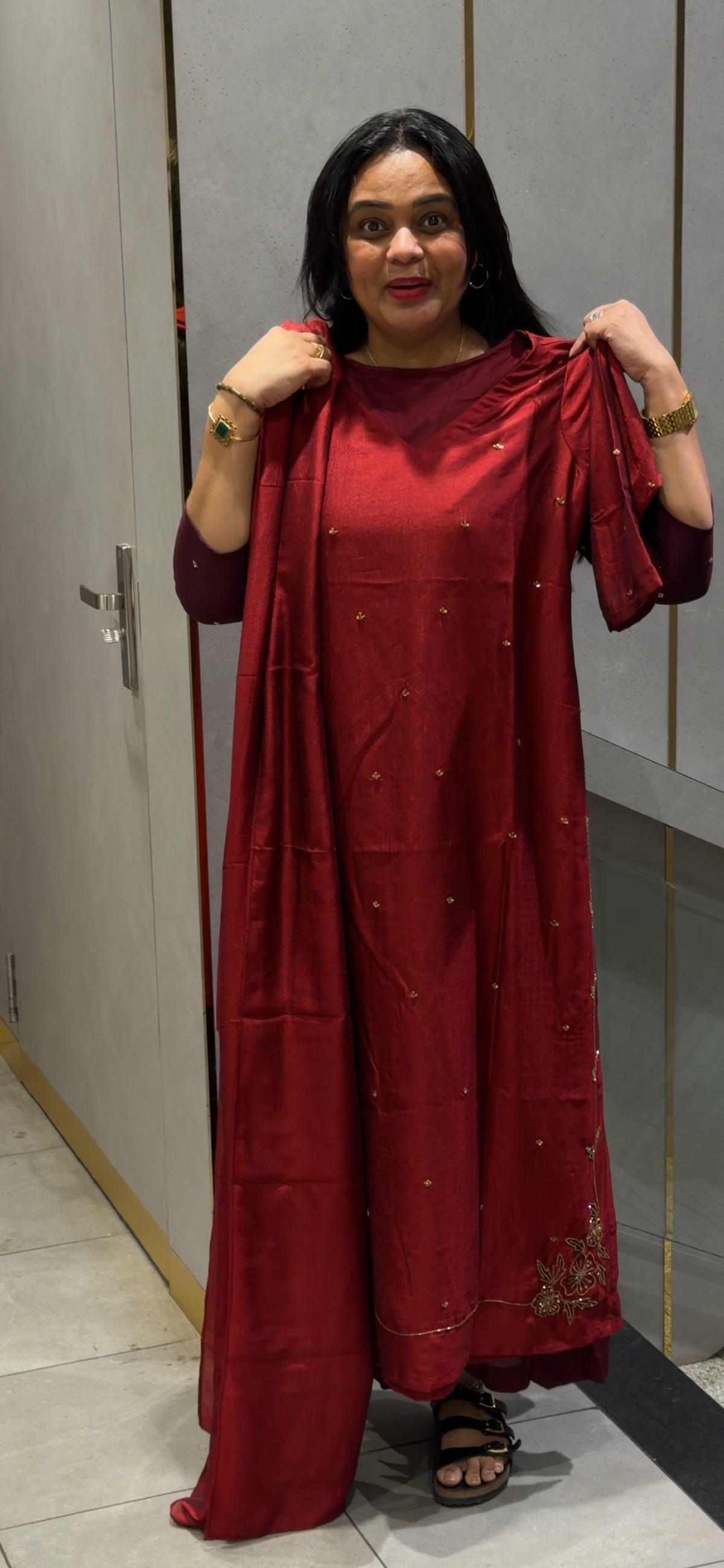 IHA'S IN-HOUSE SEMI RAW SILK TOP, BOTTOM AND DUPATTA - IHA 35293